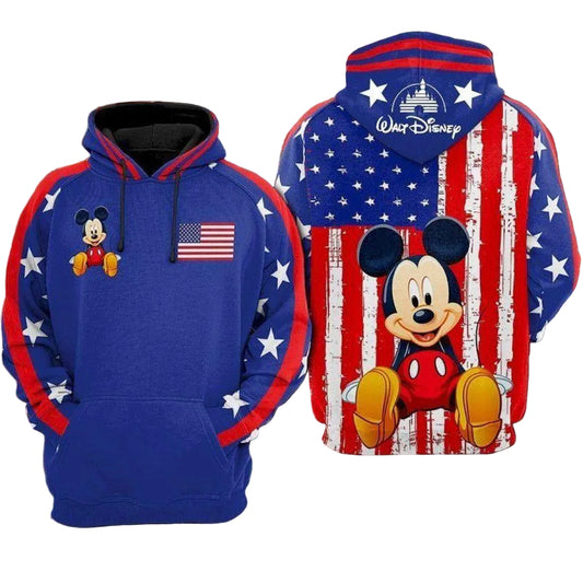 Mickey Mouse Walt Disney Usa Flag All Over Print Hoodie Moonbestprint