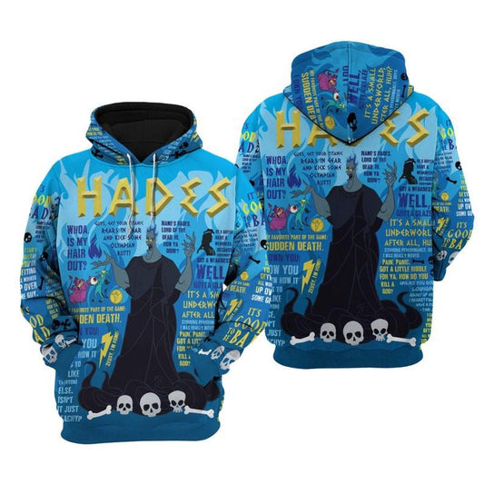 Hercules Film Disney Cartoon, Disney Quotes, Disney Villains Hades Punk Words Pattern All Over Print Hoodie, Zip Hoodie Moonbestprint