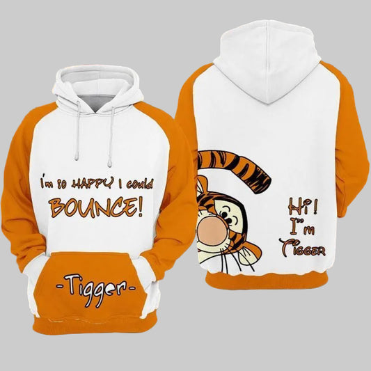 Hi I'm Tigger I'm So Happy I Could Bounce Winnie The Pooh Over Print 3d Hoodie Zip Hoodie Moonbestprint