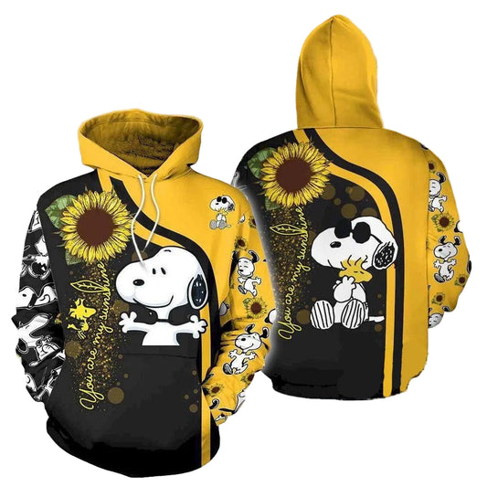 Snoopy The Peanuts, Snoopy Sunflower You Are My Sunshine Aop Hoodie Moonbestprint