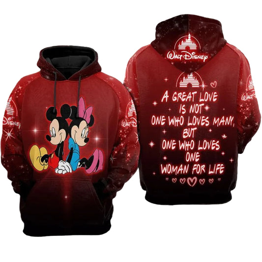 A Great Love Is Not One Who Love Many - Mickey Minnie Over Print 3d Hoodie Zip Hoodie Moonbestprint
