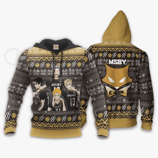 Msby Black Jackals Ugly Christmas Haikyuu Anime Manga For Men And Women 3d Hoodie Zip Hoodie Moonbestprint