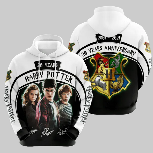 Harry Potter 20 Years Anniversary Character Signature Design Gift For Fan Custom 3d Hoodie All Over Printed Hoodie Moonbestprint