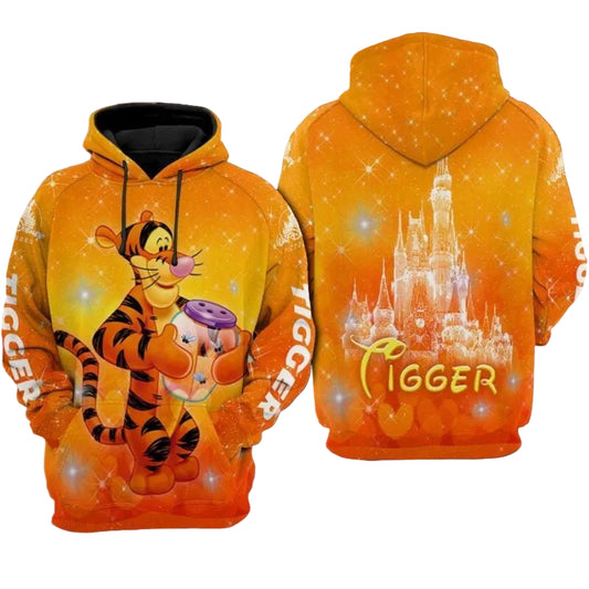 Tigger Cartoon Winnie The Pooh Disneyland Over Print 3d Hoodie Zip Hoodie Moonbestprint