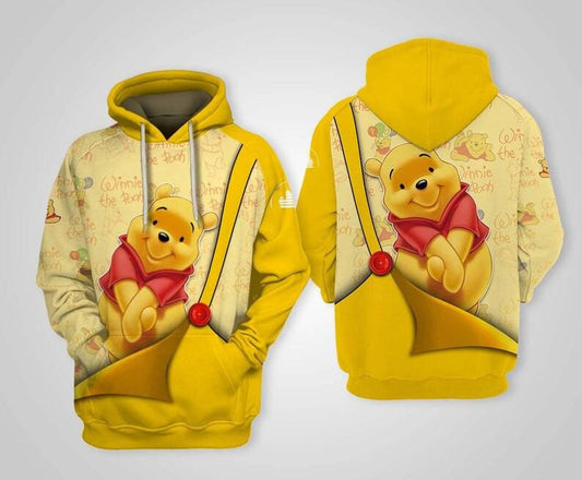Disney Cartoon Fan Gift, Winnie-the-pooh Fan Gift, Funny Pooh Bear All Over Print Hoodie, Zip Hoodie Moonbestprint