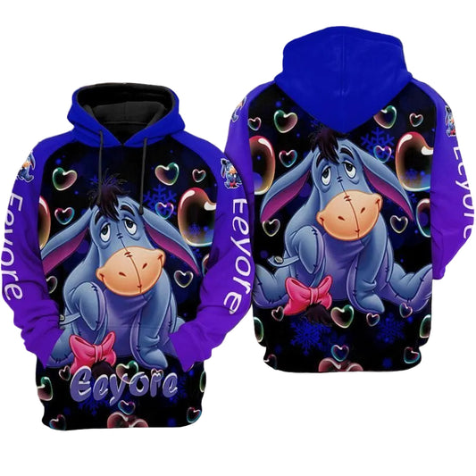 Eeyore Cartoon Winnie The Pooh Movie Disney Over Print 3d Hoodie Zip Hoodie 120 Moonbestprint