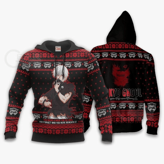 Ken Kaneki Ugly Christmas Tokyo Ghoul Anime Manga For Men And Women 3d Hoodie Zip Hoodie Moonbestprint