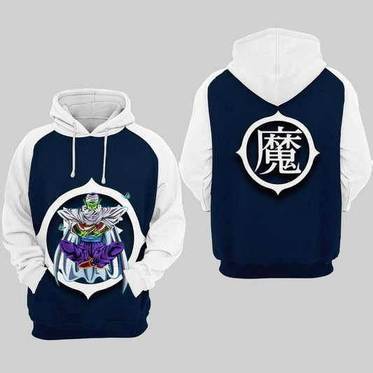 Dragon's Ball Piccolo Blue &amp; White Over Print 3d Hoodie Zip Hoodie Moonbestprint