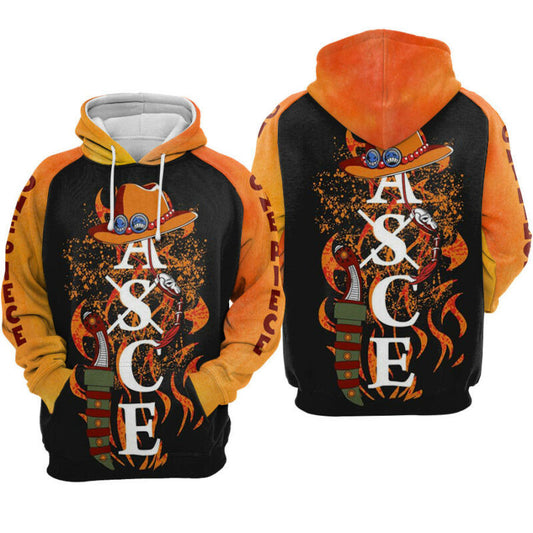 One Piece Ace Hoodie Zip Hoodie Moonbestprint