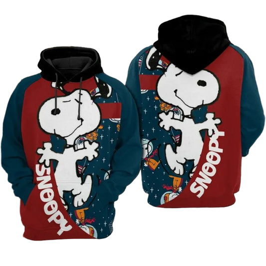 Snoopy Cartoon Peanuts Red Over Print 3d Hoodie Zip Hoodie Moonbestprint