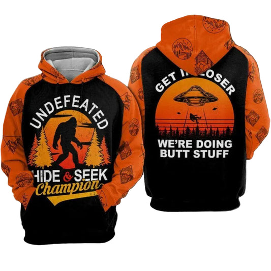Undefeated Hide And Seek Champion Bigfoot Orange 3d Hoodie Zip Hoodie Moonbestprint