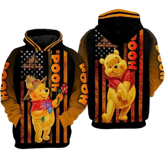 Winnie The Pooh American Over Print 3d Hoodie Zip Hoodie Moonbestprint