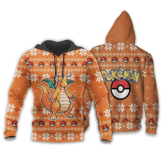 Pokemon Dragonite Ugly Christmas Anime Anime Manga For Men And Women 3d Hoodie Zip Hoodie Moonbestprint