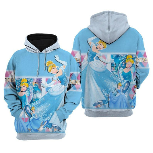 Disney Princess, Disney Cartoon Fan Gift, Cinderella Disney Princess All Over Print Hoodie, Zip Hoodie Moonbestprint
