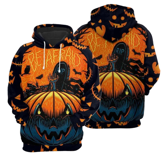 Halloween Hoodie Pumpkin Zombie Be Afraid Black Orange 3d Hoodie Zip Hoodie Moonbestprint
