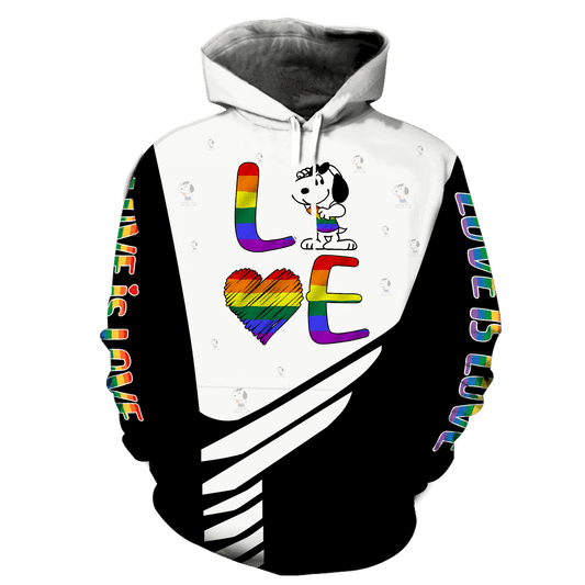 Love Is Love Snoopy Lgbt Aop Hoodie Moonbestprint