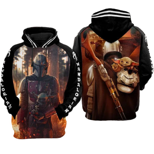 Mandalorian And Baby Yoda Star Wars Over Print 3d Hoodie Zip Hoodie Moonbestprint