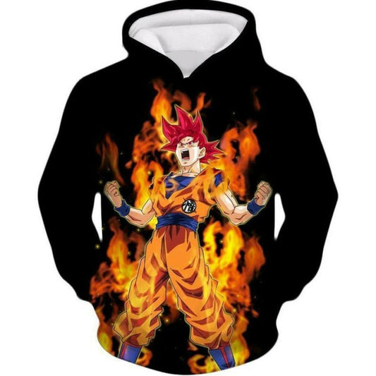 Dragon Ball Z Super Saiyan God Red Goku Over Print 3d Hoodie Zip Hoodie Moonbestprint