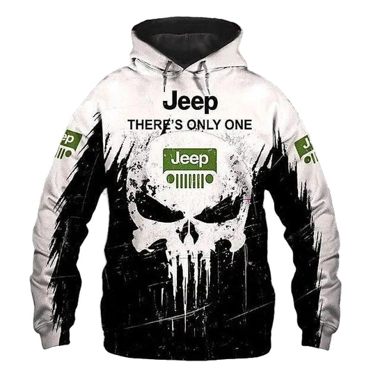 Jeep Love Gift, Jeep Skull Punisher, There's Only One Jeep All Over Print Hoodie Moonbestprint