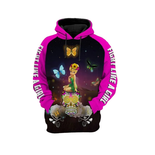 Tinker Bell Fight Like A Girl Over Print 3d Hoodie Zip Hoodie Moonbestprint