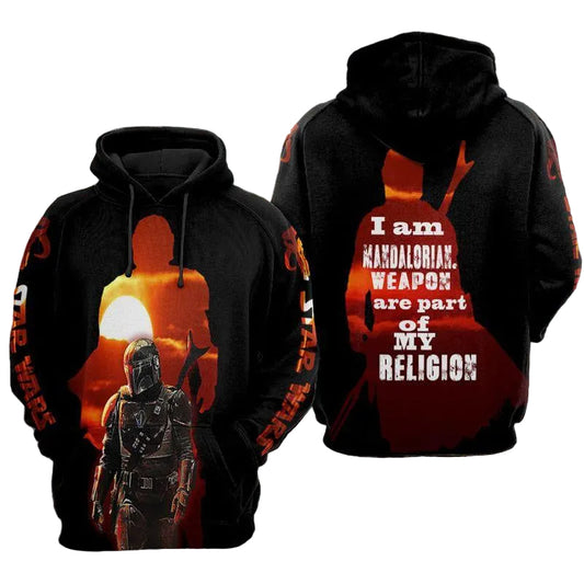 Star Wars The Mandalorian I Am Mandalorian Weapon Are Part Of My Religion All Over Print Hoodie Moonbestprint