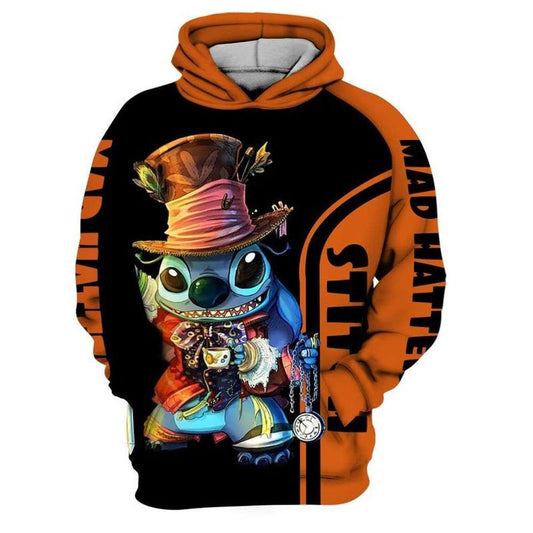Stitch Mad Hatter Cartoon Lilo And Stitch For Men And Women 3d Hoodie Zip Hoodie Moonbestprint