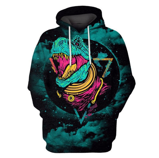 Dinosaur In Galaxy Over Print 3d Hoodie Zip Hoodie Moonbestprint