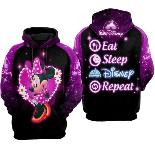 Eat Sleep Disney Repeat Minnie Over Print 3d Hoodie Zip Hoodie 2 Moonbestprint