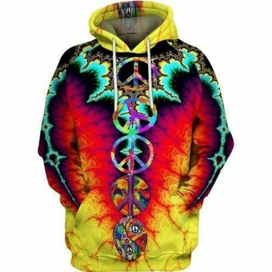 Fractal Peace All Over Printed Hooded Pocket Pullover 3d Hoodie Moonbestprint