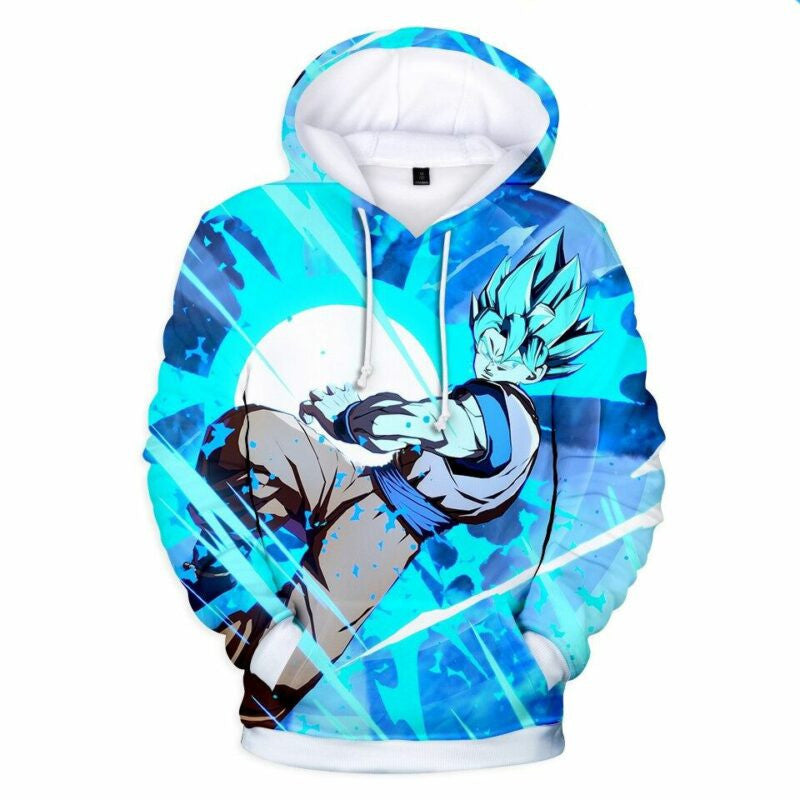 Goku Blue Saiyan Cartoon Dragon Ball Anime Manga 1 Over Print 3d Hoodie Zip Hoodie Moonbestprint