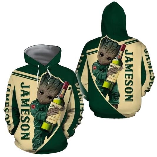 Baby Groot Marvel Comics, Groot Jameson Irish Whiskey All Over Print Hoodie Moonbestprint