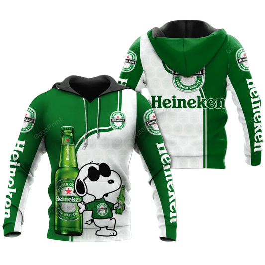 Snoopy Heineken Beer Aop Hoodie Moonbestprint