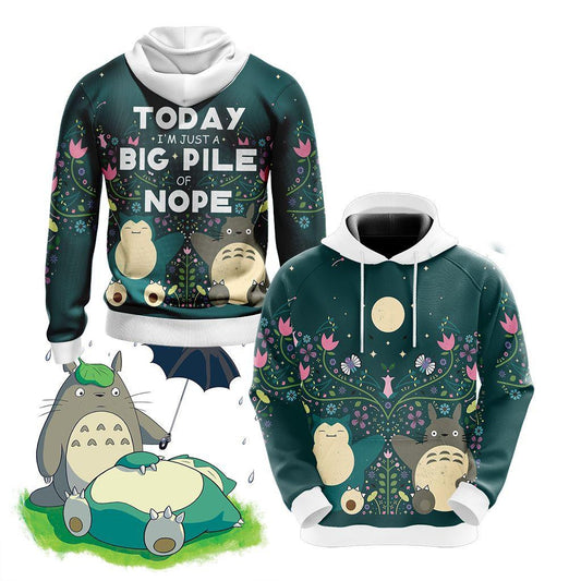 Big Pile Of Nope Totoro And Snorlax All Over Print Hoodie Moonbestprint