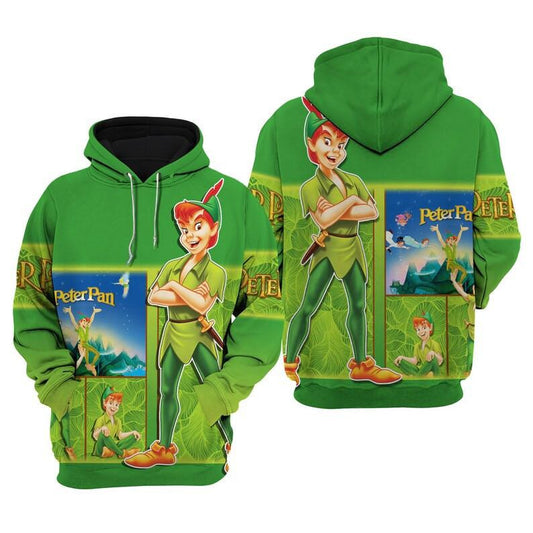 Disney Cartoon Fan Gift, Disney Fairies, Peter Pan Green All Over Print Hoodie, Zip Hoodie Moonbestprint