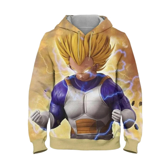 Vegeta Cartoon Dragon Ball Anime Manga Yellow Over Print 3d Hoodie Zip Hoodie Moonbestprint