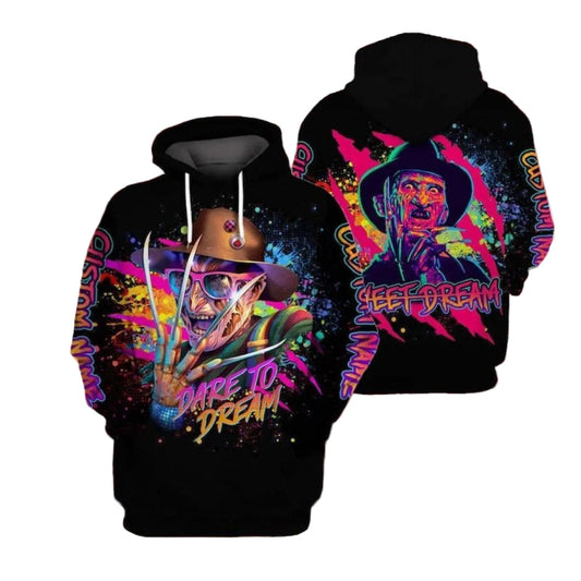Custom Name Freddy Krueger Dare To Dream, Freddy Krueger Sweet Dream All Over Print Hoodie Moonbestprint