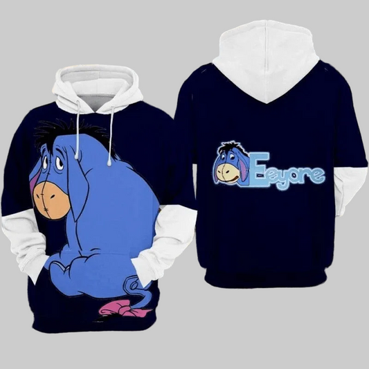 Eeyore Cartoon Winnie The Pooh Black Over Print 3d Hoodie Zip Hoodie Moonbestprint