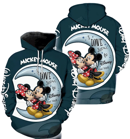 Mickey And Minnie Love You To Disney And Back 3d All Over Print Hoodie, Zip-up Hoodie Moonbestprint