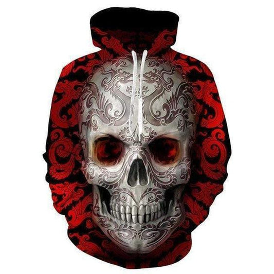Honor Skull Red Pattern Hoodie For Couple 3d Moonbestprint