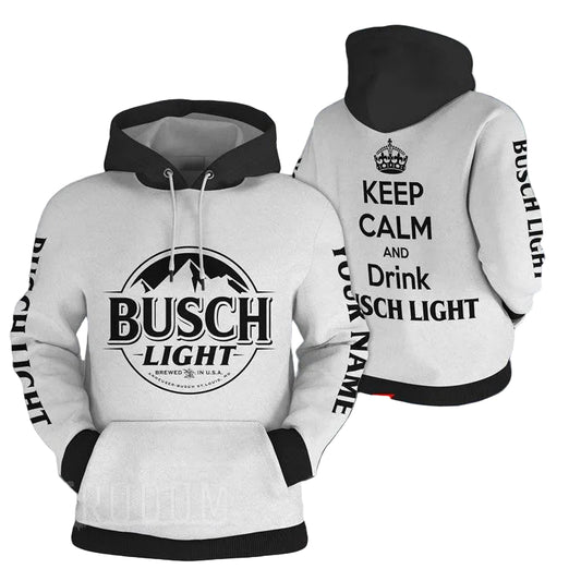 Personalized Keep Calm And Drink Busch Light Hoodie, Gift For Fan 3d All Over Print Shirt Hoodie Moonbestprint