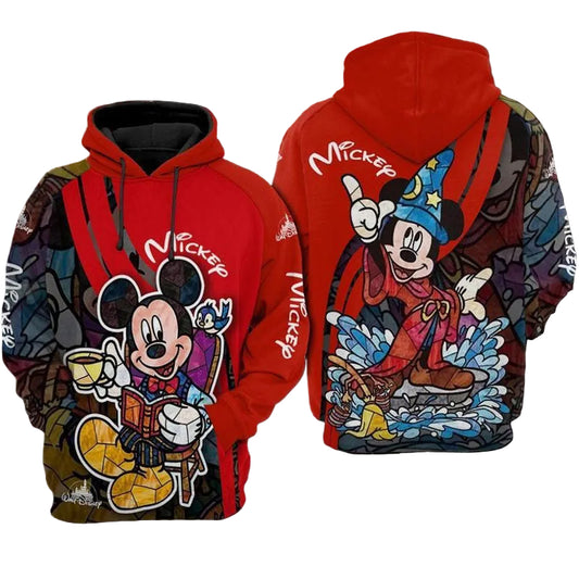 Mickey Mouse Wizard Stained Glass Style Over Print 3d Hoodie Zip Hoodie Moonbestprint