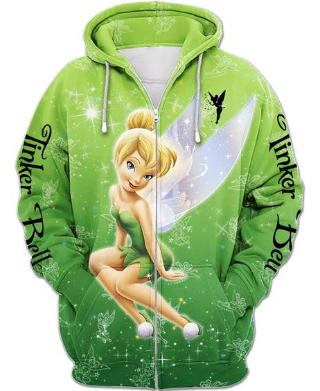 Green Tinker Bell Zip-up Hoodie Moonbestprint