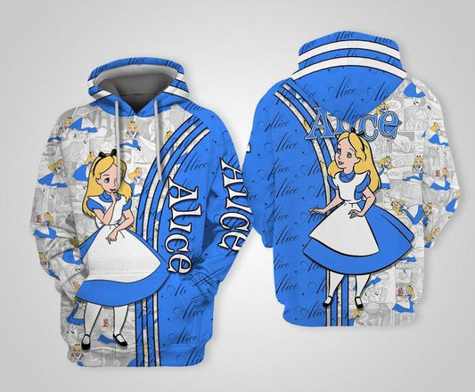 Disney Alice In Wonderland Cartoon Fan Gift, Alice Comics Book Patterns All Over Print Hoodie, Zip Hoodie Moonbestprint