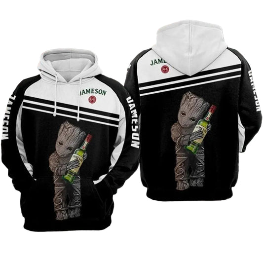 Baby Groot Hugging Jameson 3d Hoodie Moonbestprint