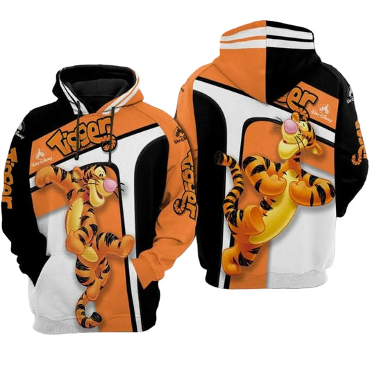 Tigger Cartoon Winnie The Pooh Movies Disney Over Print 3d Hoodie Zip Hoodie Moonbestprint