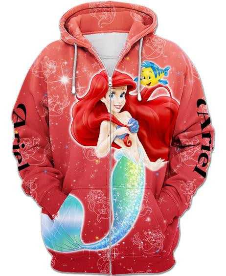 The Little Mermaid Zip-up Hoodie Moonbestprint