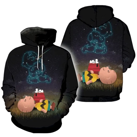Disney Snoopy Charlie Brown Stargazing 3d Hoodie Zip Hoodie Moonbestprint
