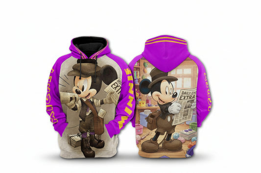 Disney Minnie And Mickey Mouse Newsboy And Sewing Pink 3d Hoodie Zip Hoodie Moonbestprint