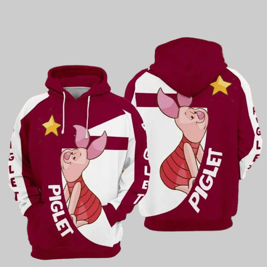 Piglet Cartoon Winnie The Pooh 2 Over Print 3d Hoodie Zip Hoodie Moonbestprint