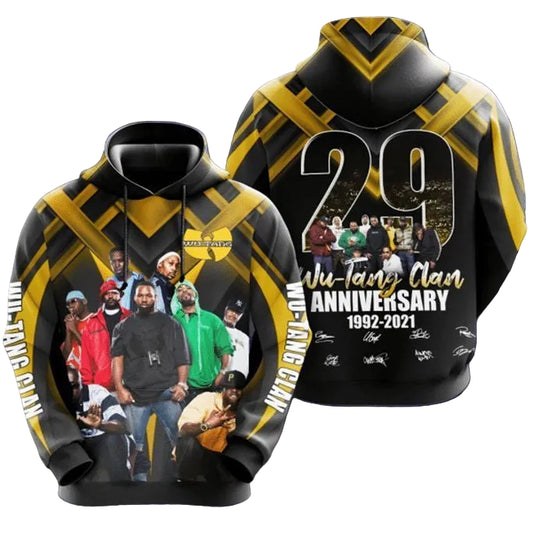 Wu-tang Clan 29th Anniversary 1992 2021 Signature Design Gift For Fan Custom 3d Hoodie All Over Printed Hoodie Moonbestprint